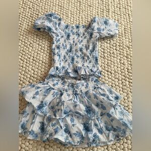 Art Class Blue Floral Kids skirt and top set